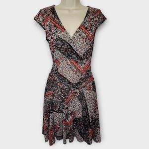 Vintage Red and Black Floral Dress